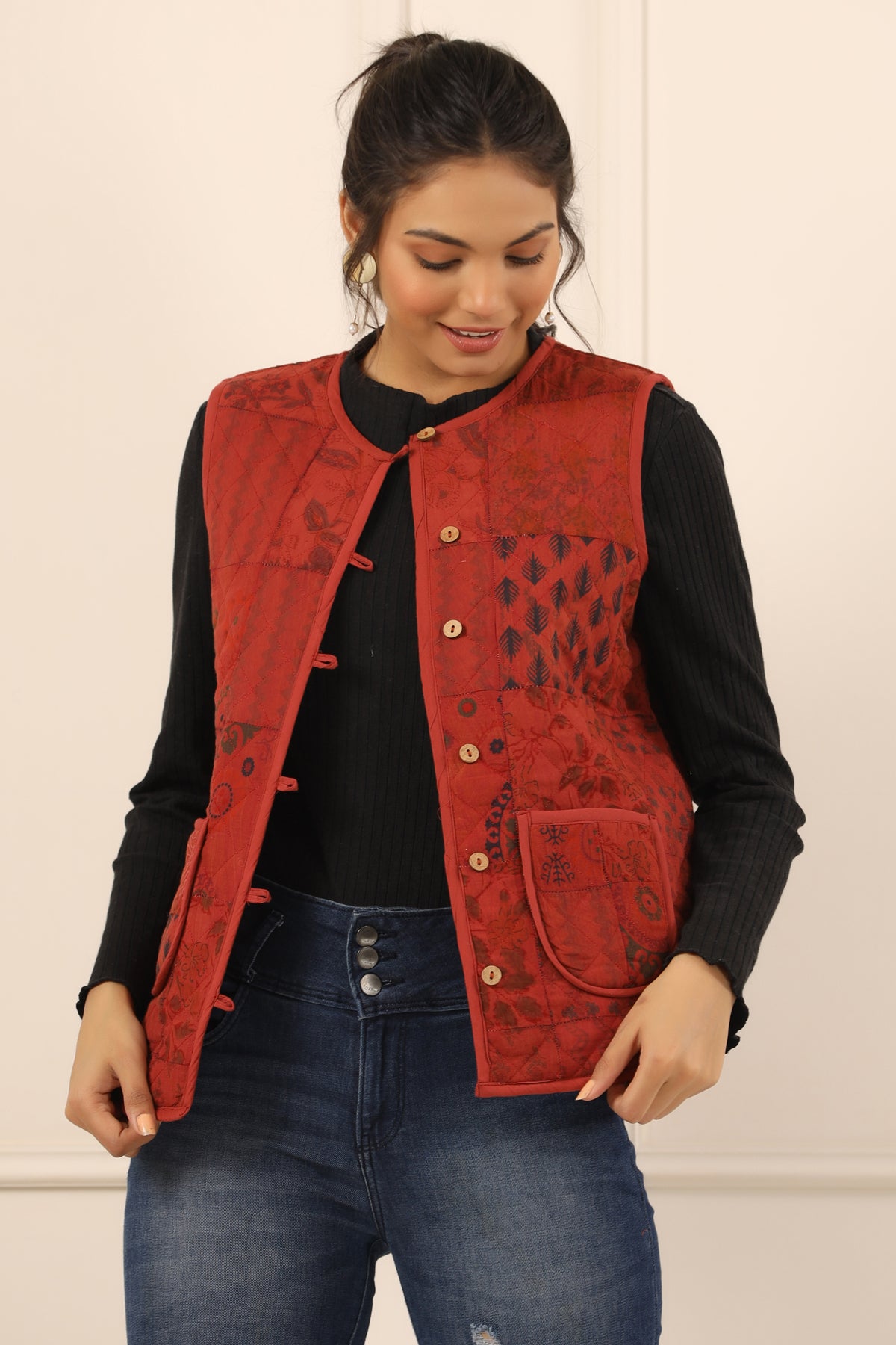 Printed women quilted jacket