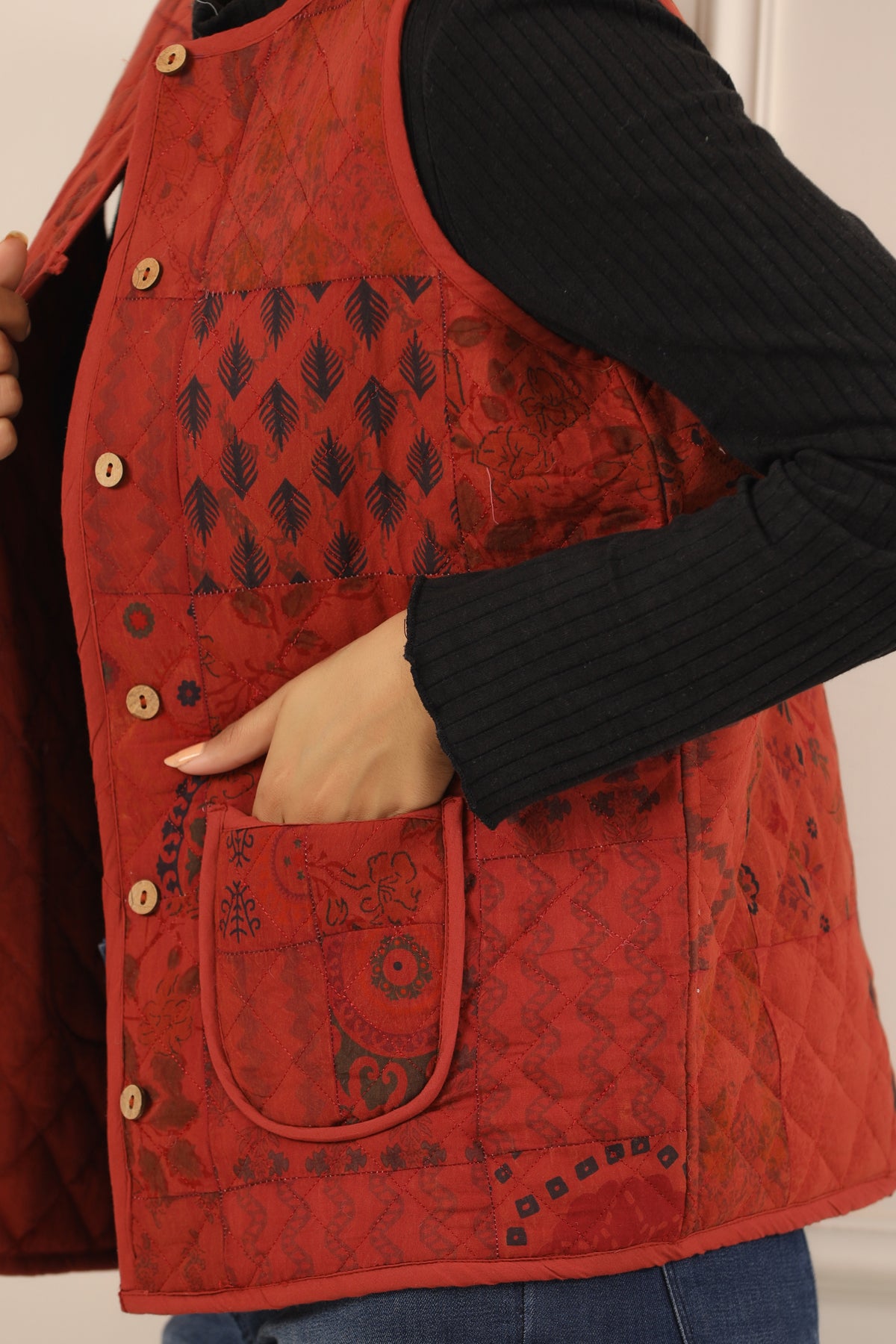 Printed women quilted jacket