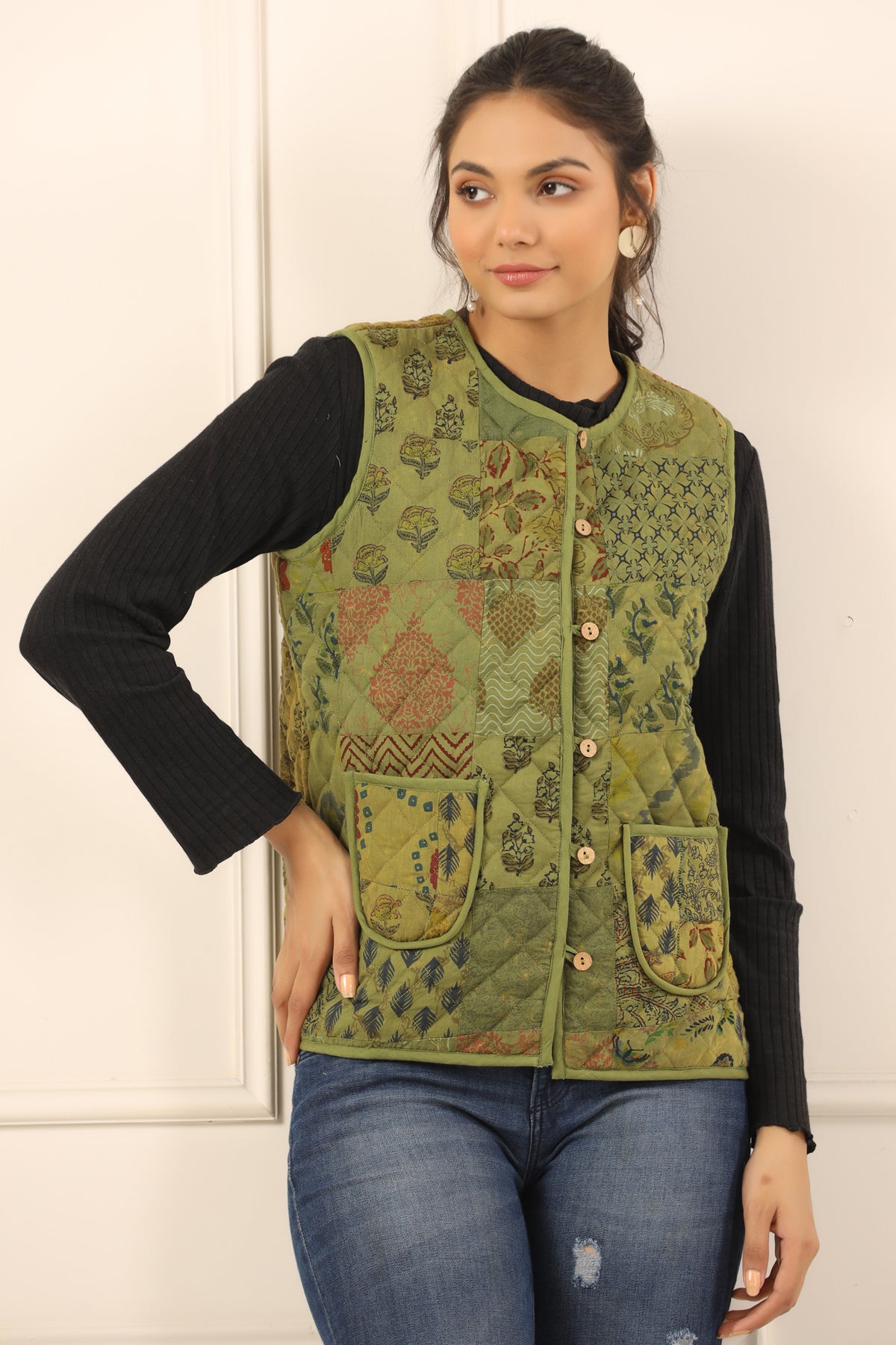 Printed women quilted jacket