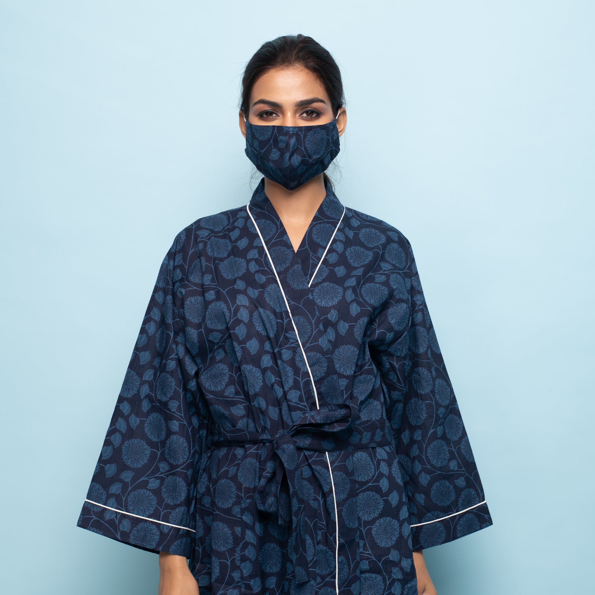 Indigo Cotton kimono robe