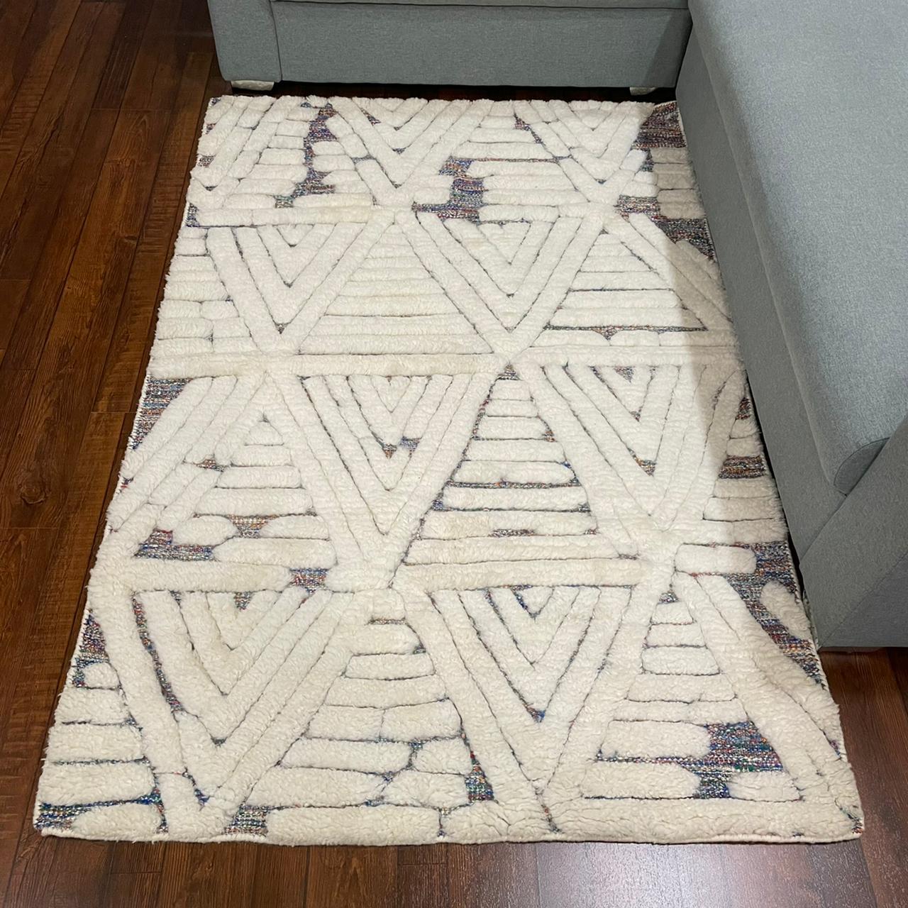 Hand-weaved Turkish Indigo soft Cotton wool Rug