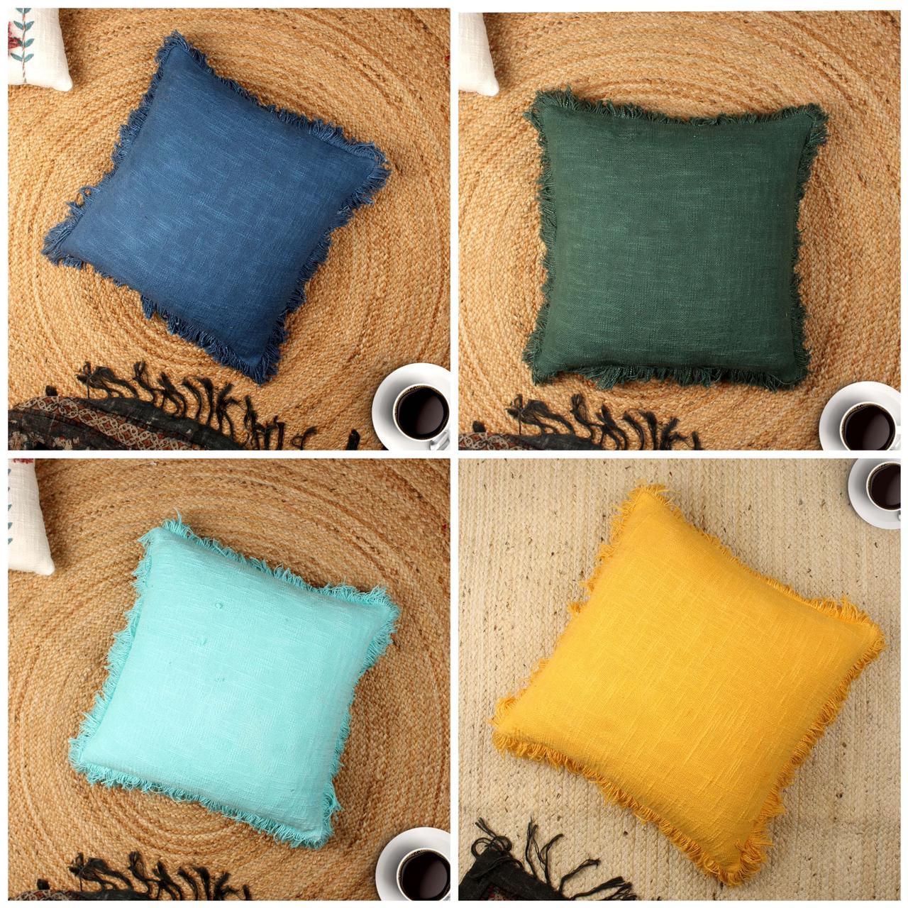 Hand-made Cotton handloom Cushion Cover set of 4