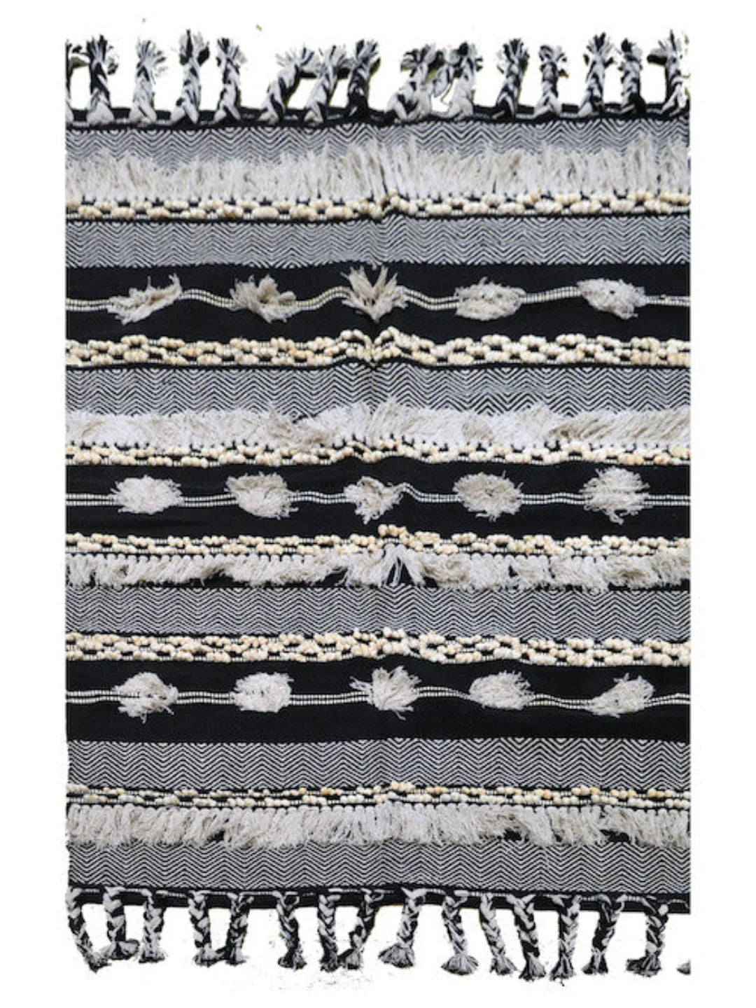 Hand-weaved 100% Cotton Grey Shade Rug - SanskrutiHomes