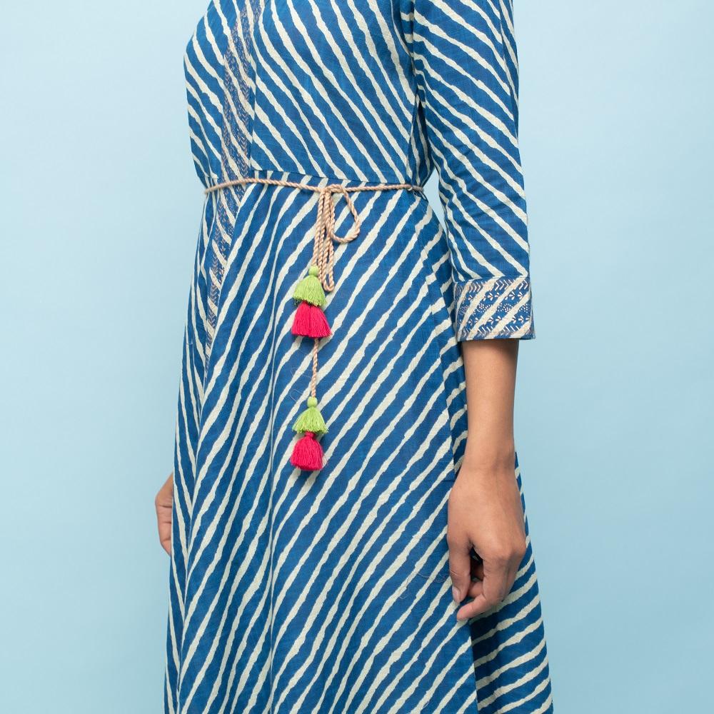Rang Deep Indigo Lehriya Long Kurti Kurti Rangdeep-Fashions