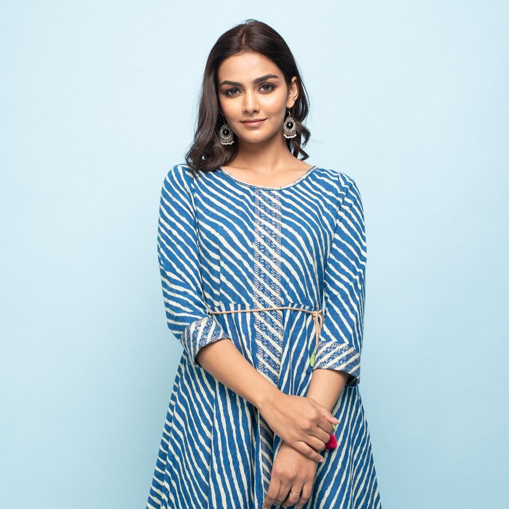 Rang Deep Indigo Lehriya Long Kurti Kurti Rangdeep-Fashions