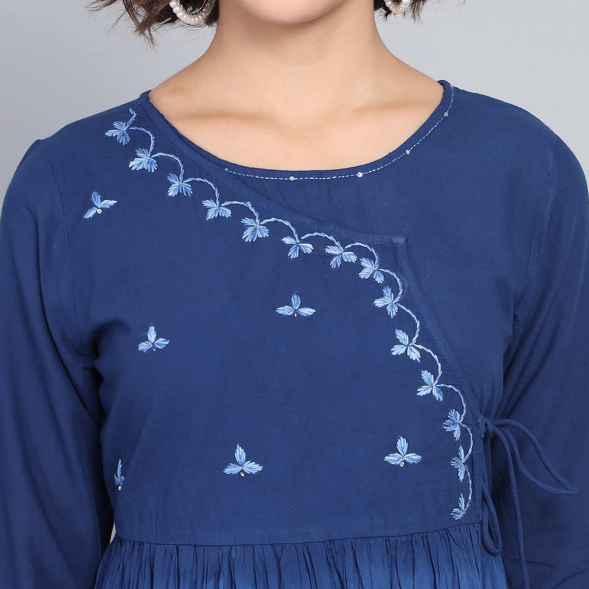 RangDeep Blueberries Ombre Cotton Kurta Dress Ombre Dress Rangdeep-Fashions