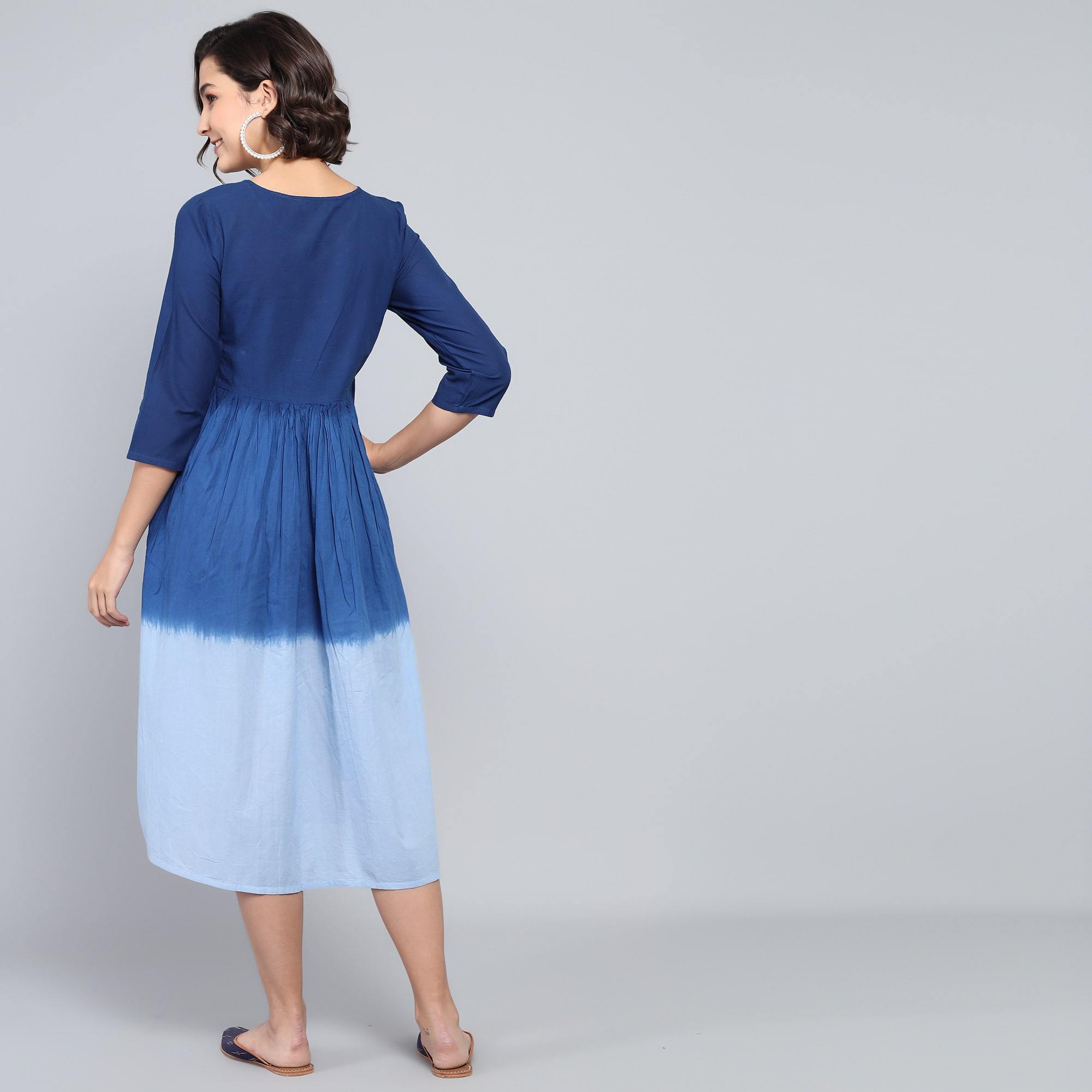 RangDeep Blueberries Ombre Cotton Kurta Dress Ombre Dress Rangdeep-Fashions