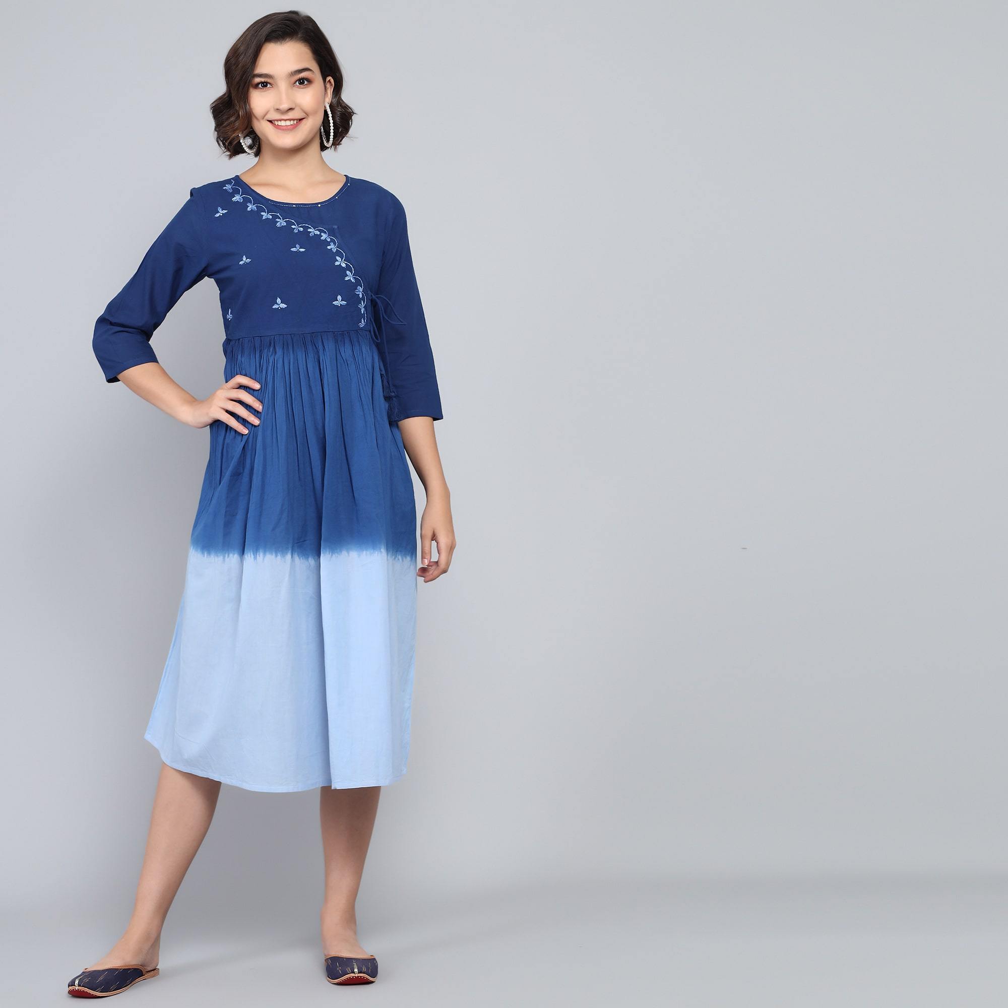 RangDeep Blueberries Ombre Cotton Kurta Dress Ombre Dress Rangdeep-Fashions X-Large