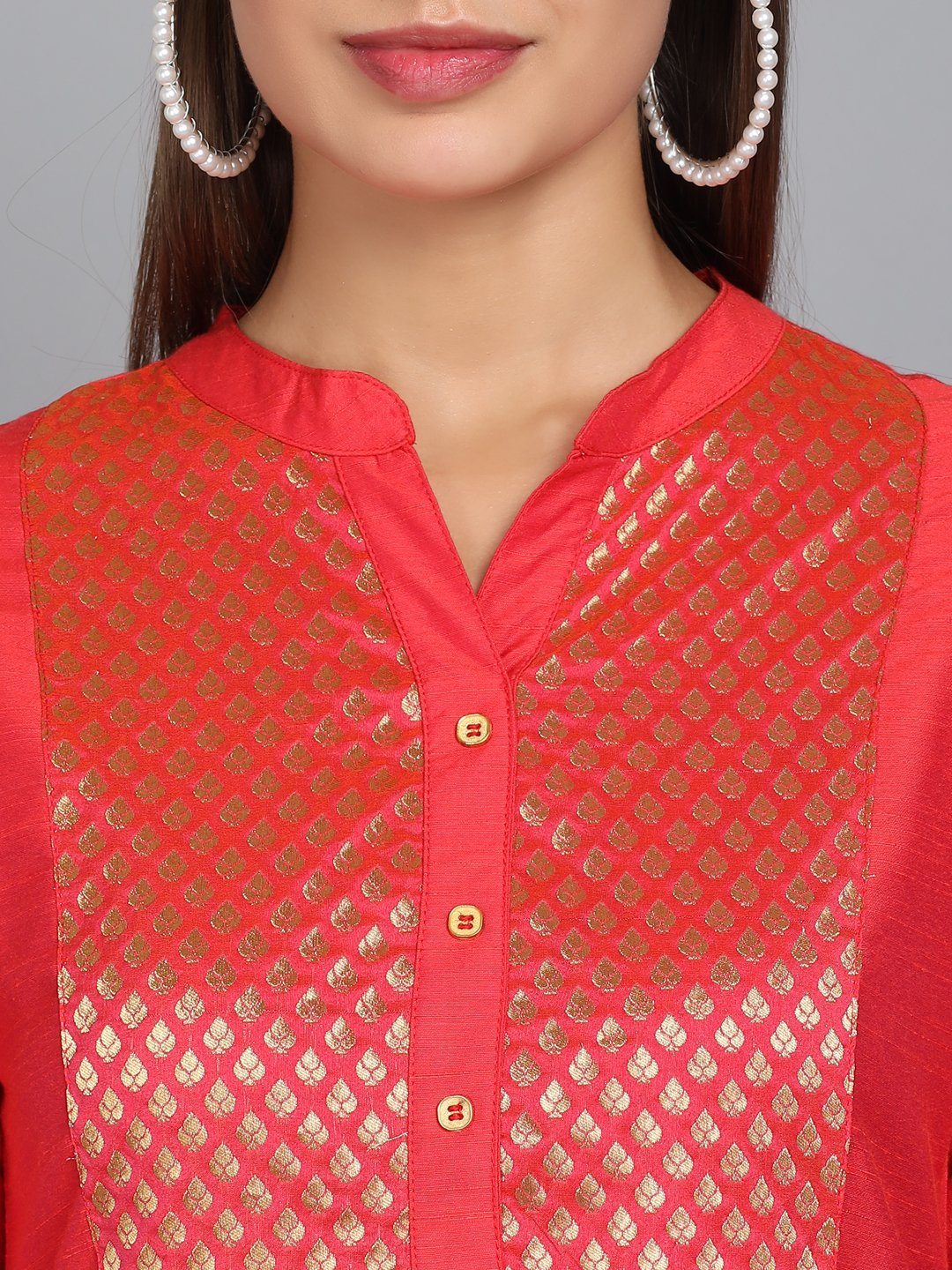 Rangdeep Carmine Knee length Viscose Straight Kurta Viscose Kurtis Rangdeep-Fashions