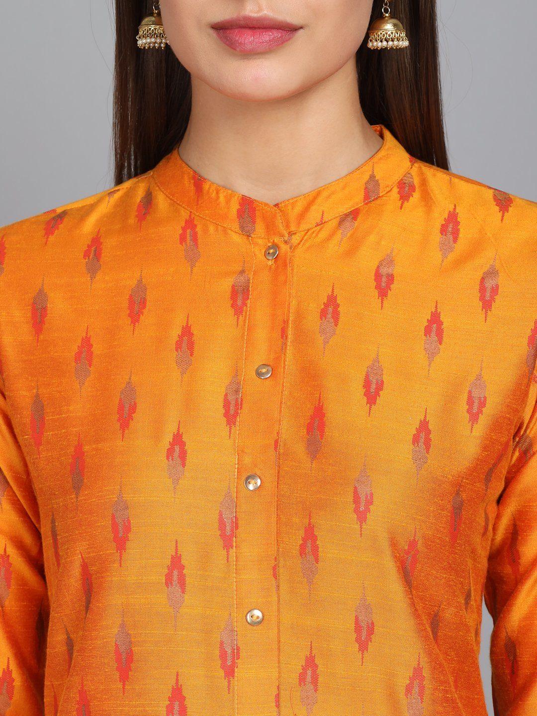 Rangdeep Golden Knee length Viscose Straight Kurta - SanskrutiHomes