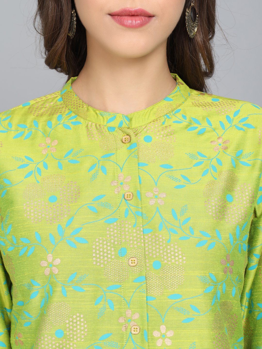Rangdeep Lime Green Knee length Viscose Straight Kurta Viscose Kurtis Rangdeep-Fashions