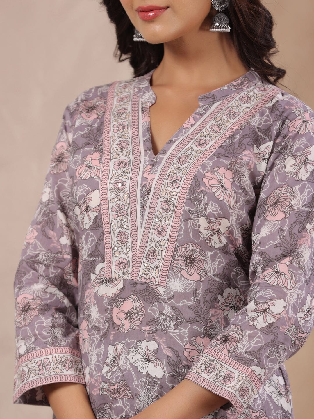 RangDeep Women Pink Floral Print Kurta Set Kurti Dupatta set Pant Rangdeep-Fashions