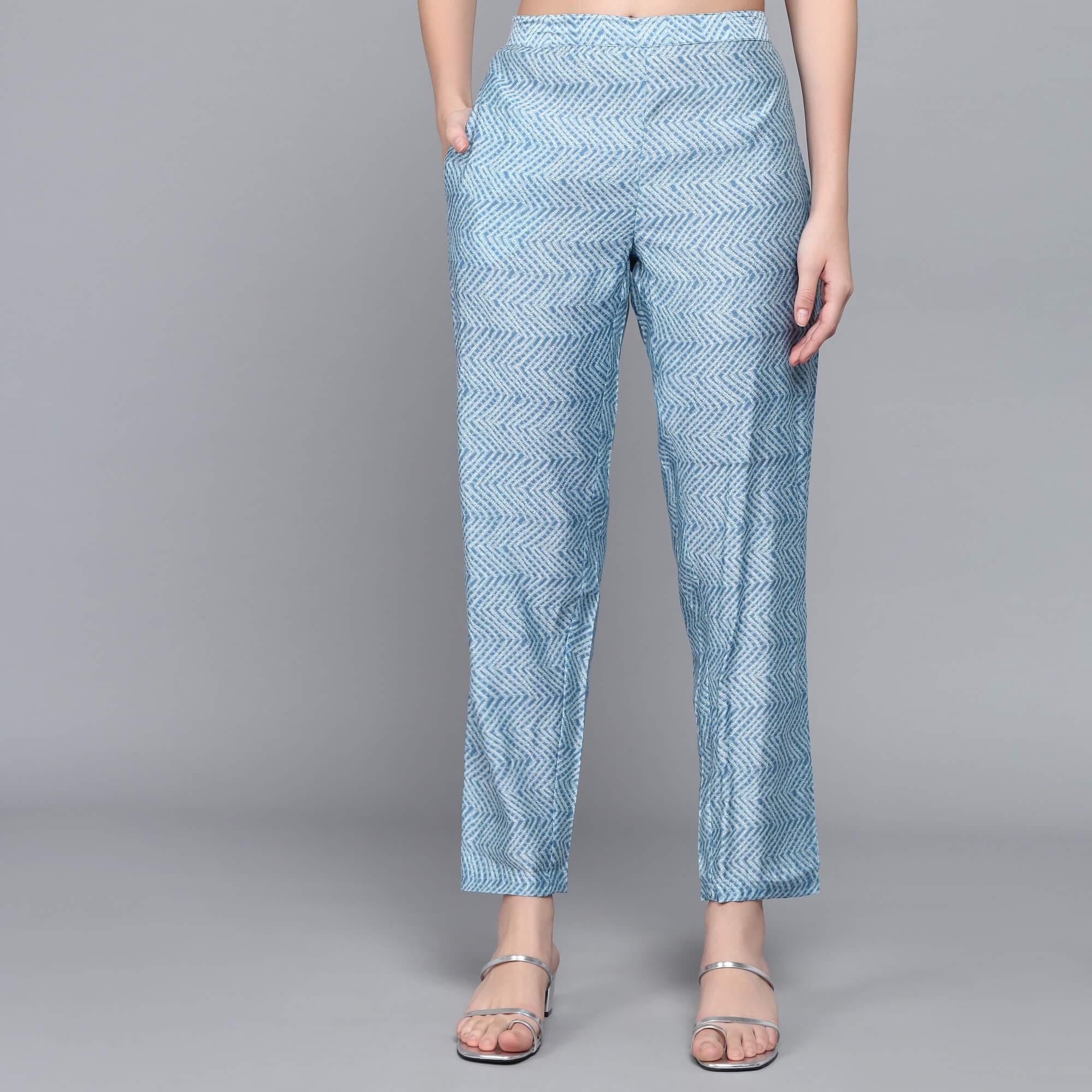 SKY BLUE MUSLIN WOMEN'S KURTA PAJAMA DUPATTA SET - SanskrutiHomes