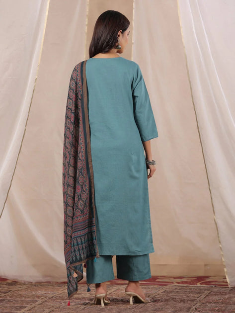 Women's Rayon Kurta With Chiffon Dupatta Set