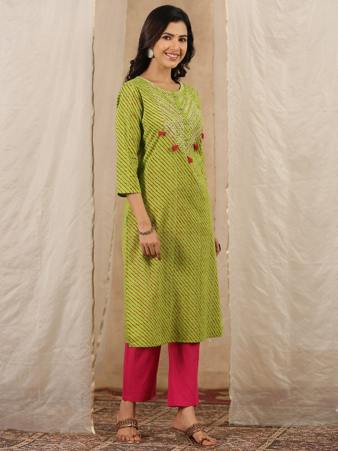 Women Pure Cotton 2 pcs Kurta Set Kurti Dupatta set Pant Rangdeep-Fashions