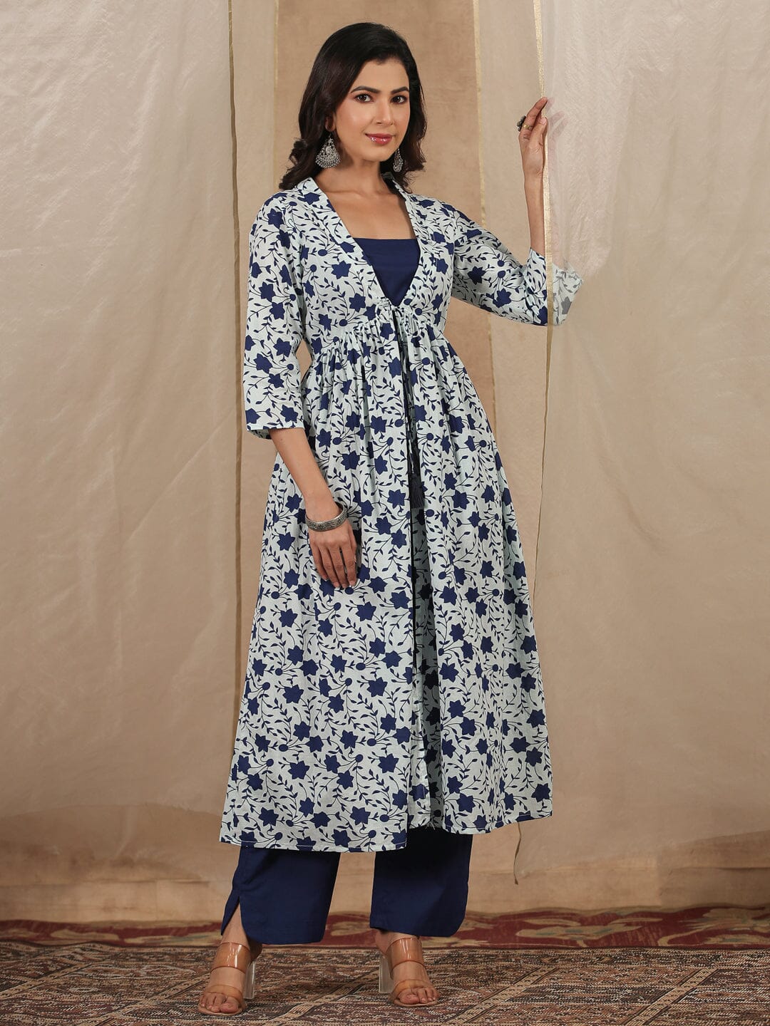 Women Pure Cotton 3 pcs Kurta Set Kurti Dupatta set Pant Rangdeep-Fashions
