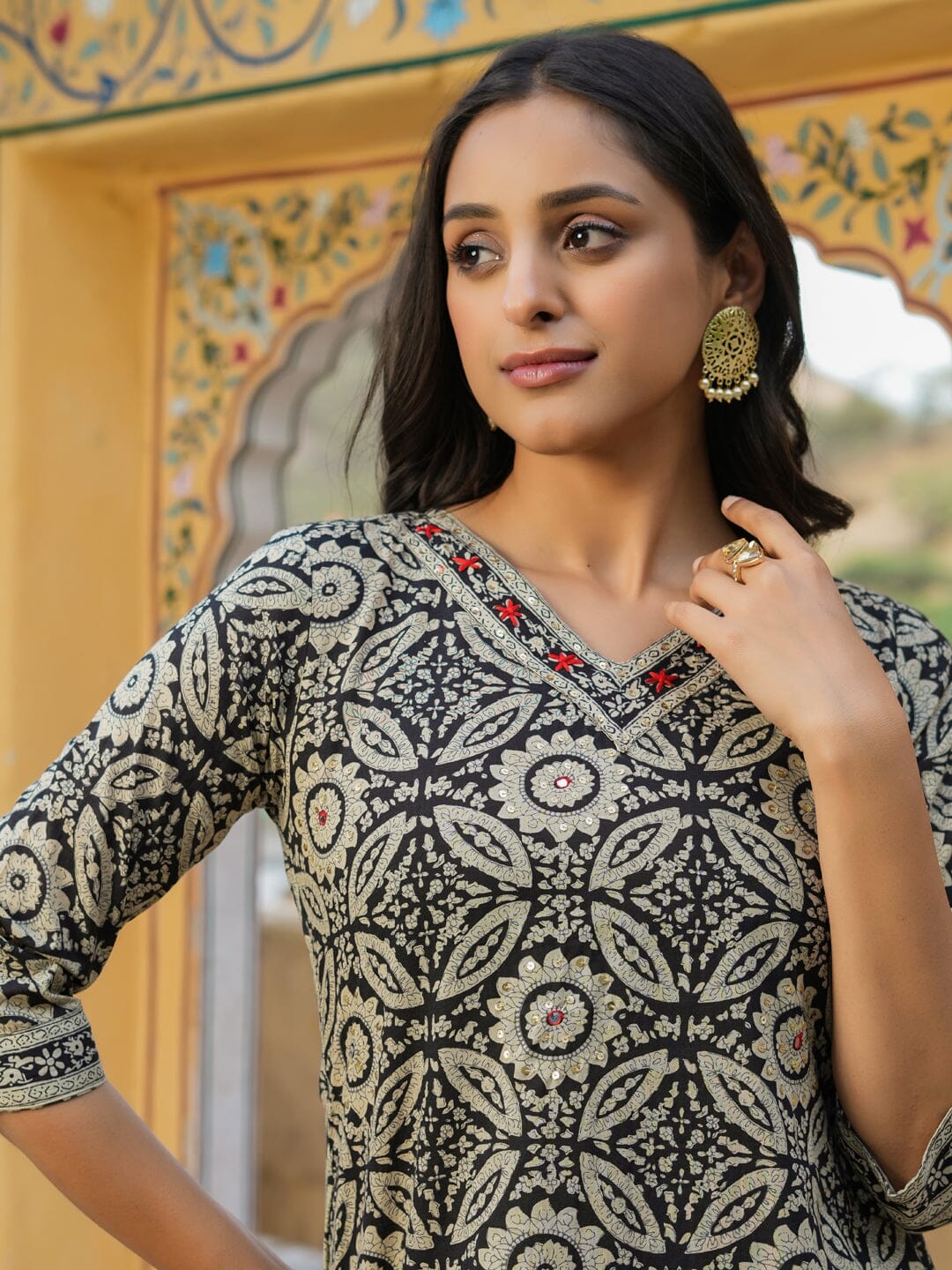 Women Pure Cotton 3pcs kurta set Kurti Dupatta set Pant Rangdeep-Fashions