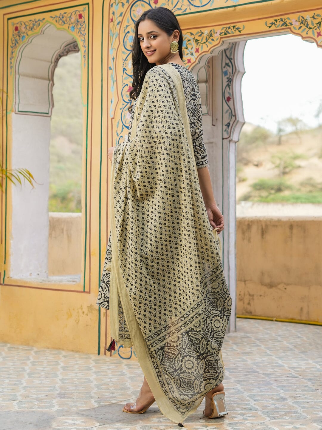 Women Pure Cotton 3pcs kurta set Kurti Dupatta set Pant Rangdeep-Fashions