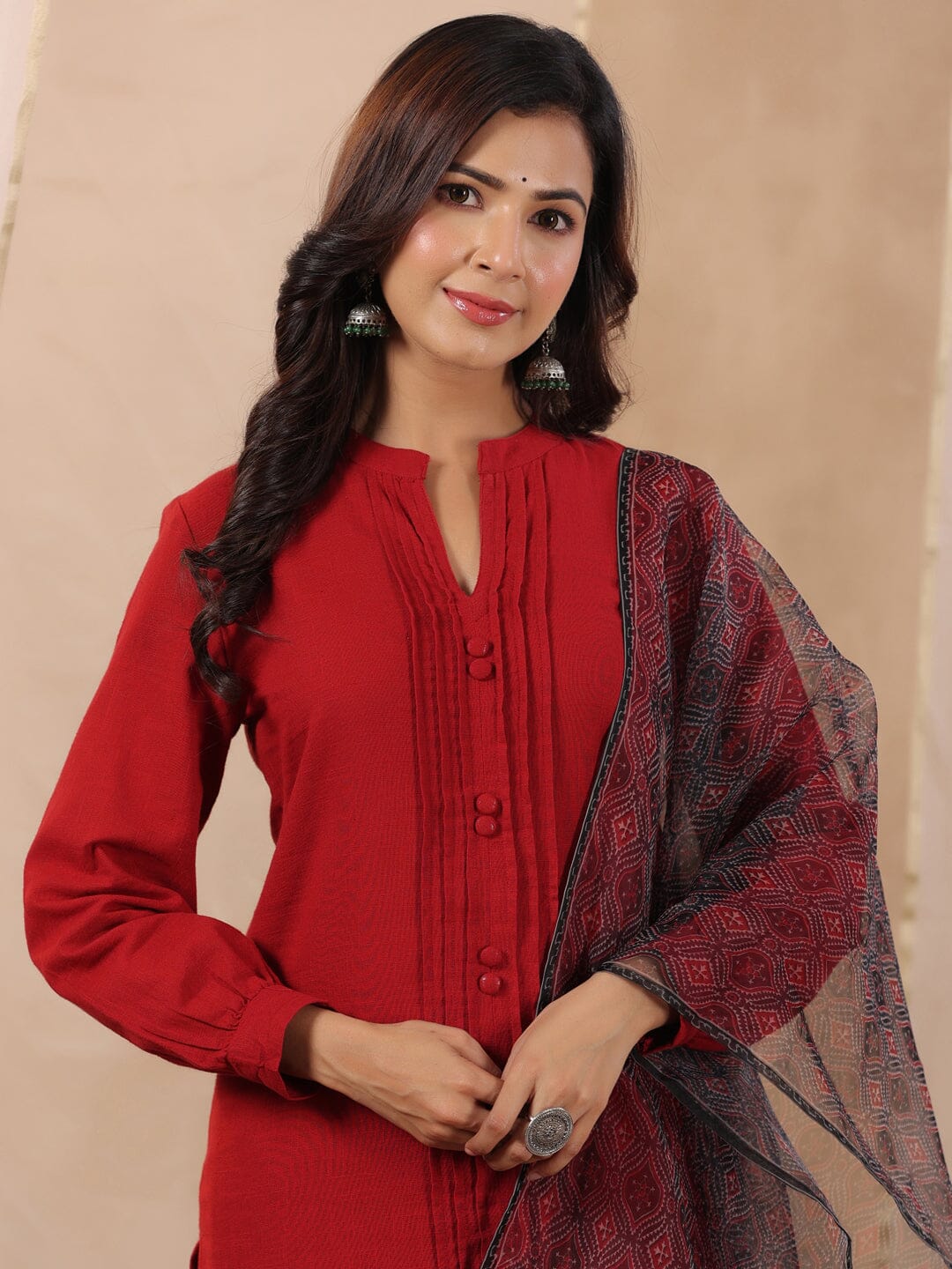 Women Pure Cotton kurta Set with Orgenza Dupatta Kurti Dupatta set Pant Rangdeep-Fashions