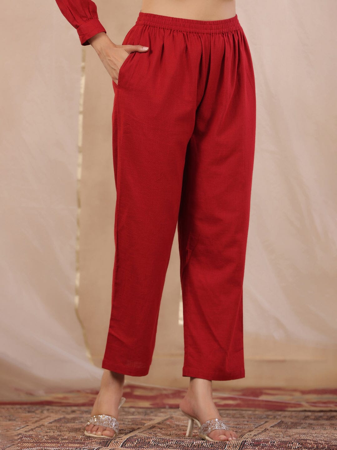 Women Pure Cotton kurta Set with Orgenza Dupatta Kurti Dupatta set Pant Rangdeep-Fashions