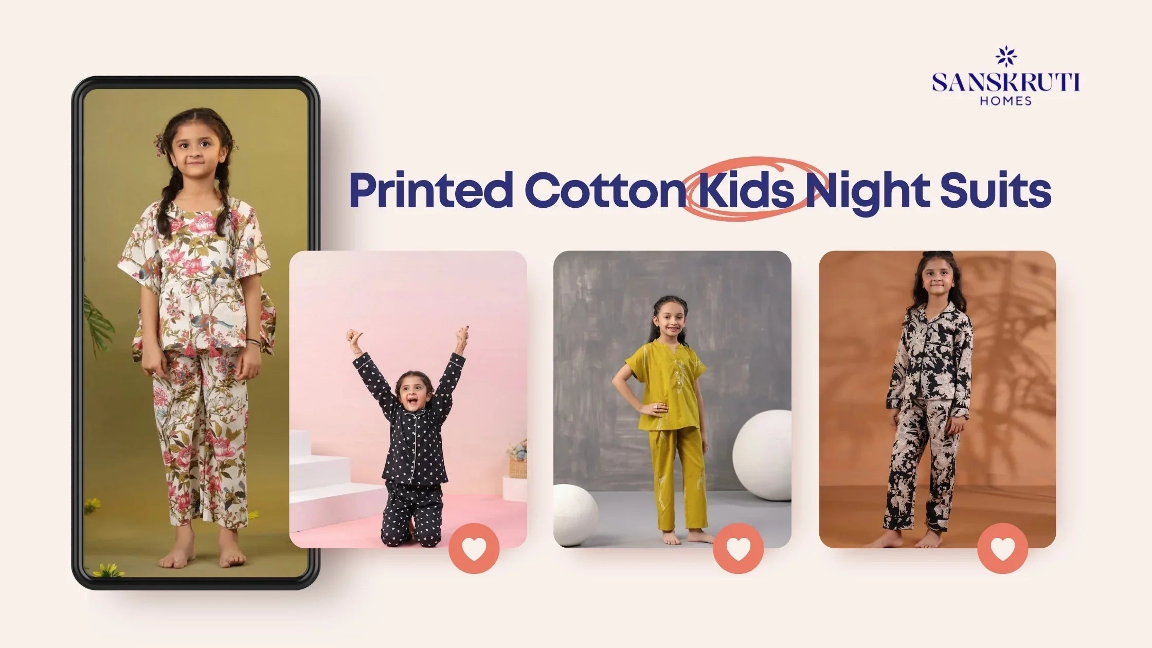 Printed Cotton Kids Night Suits: Cute, Colourful & Perfect for Bedtime - SanskrutiHomes 