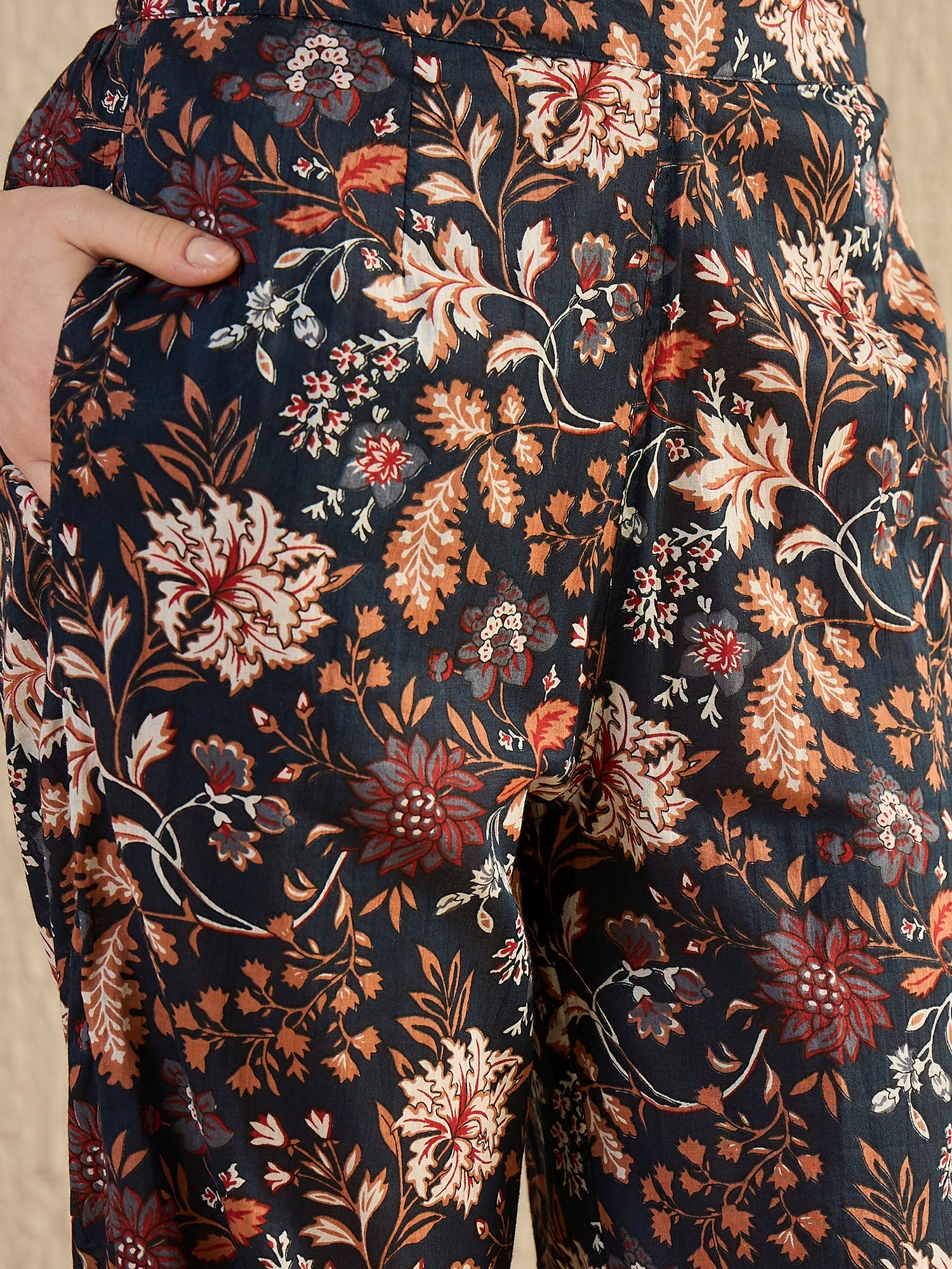 Women Floral Printed Blue Night Suit Set