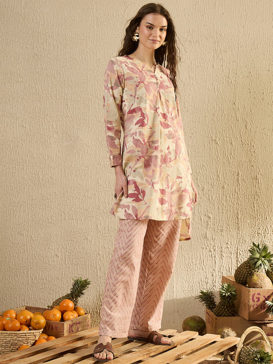 Pink Tropical Printed Co Ord Set