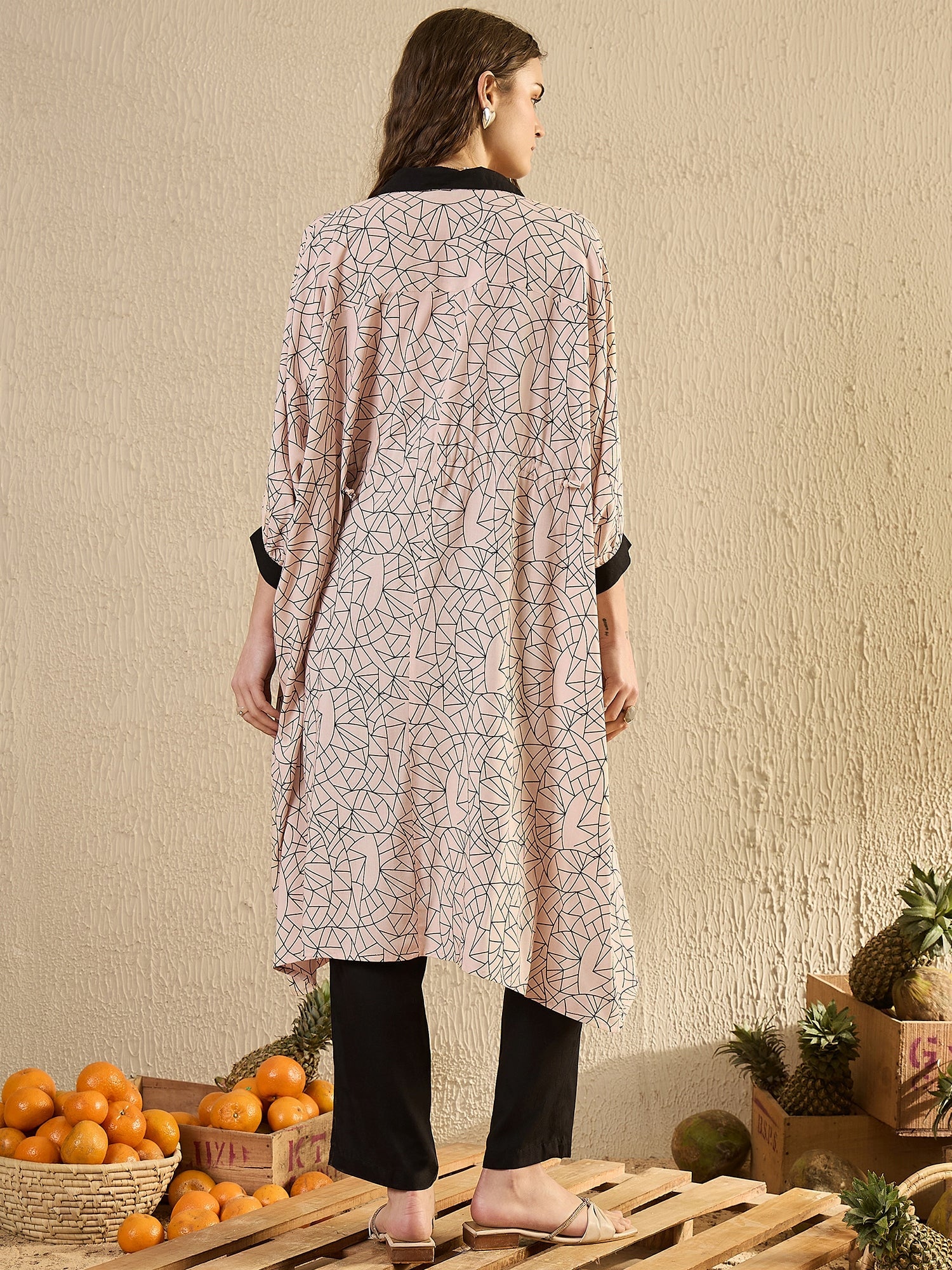 Beige Printed Co Ord Set - SanskrutiHomes 