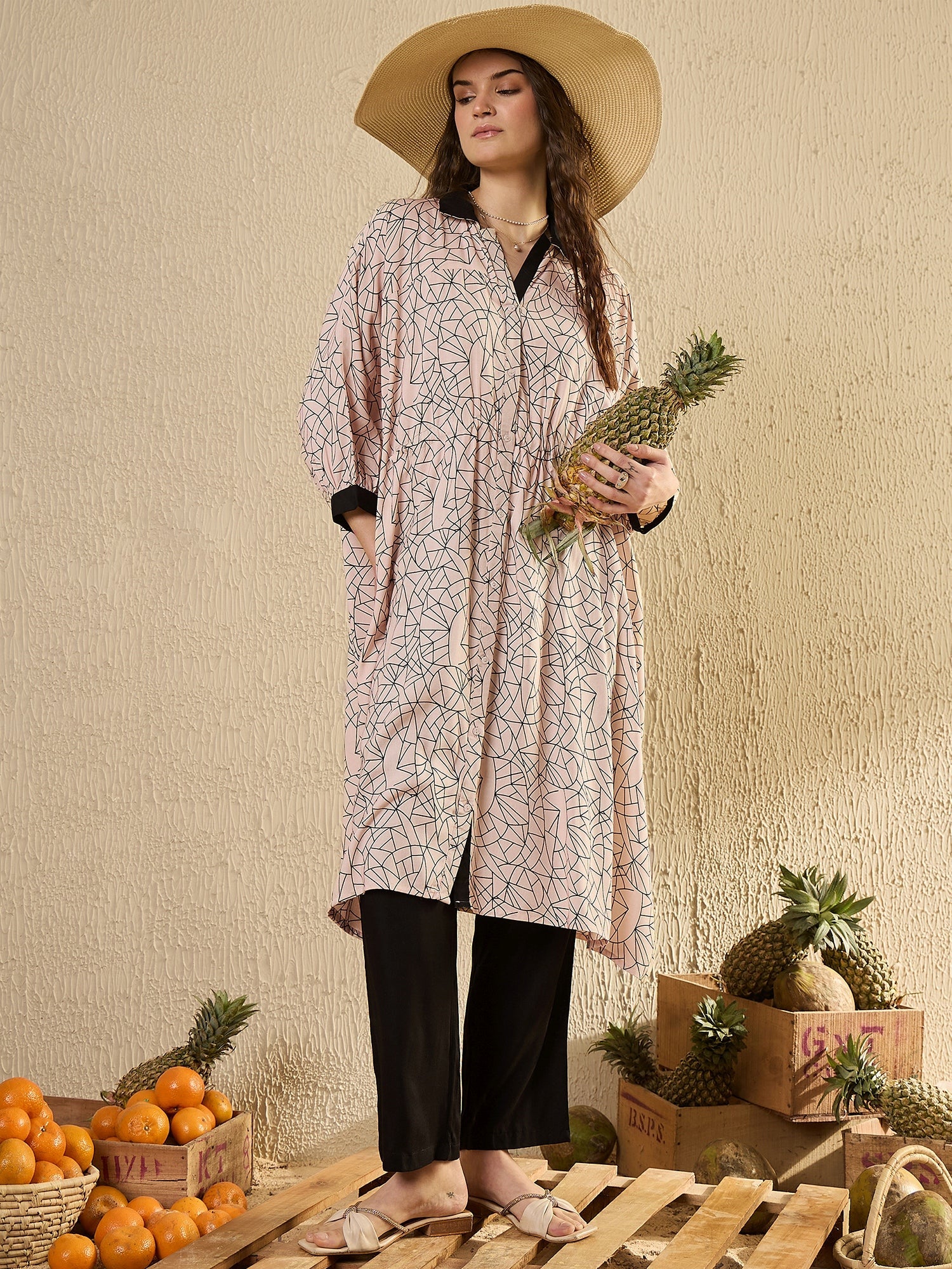 Beige Printed Co Ord Set - SanskrutiHomes 