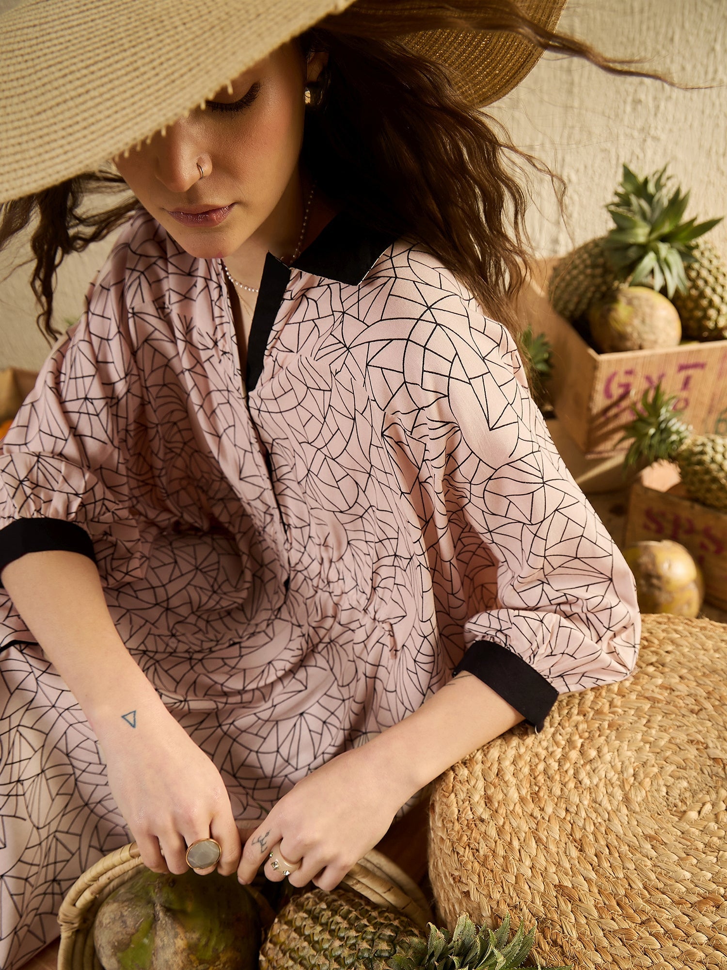 Beige Printed Co Ord Set - SanskrutiHomes 