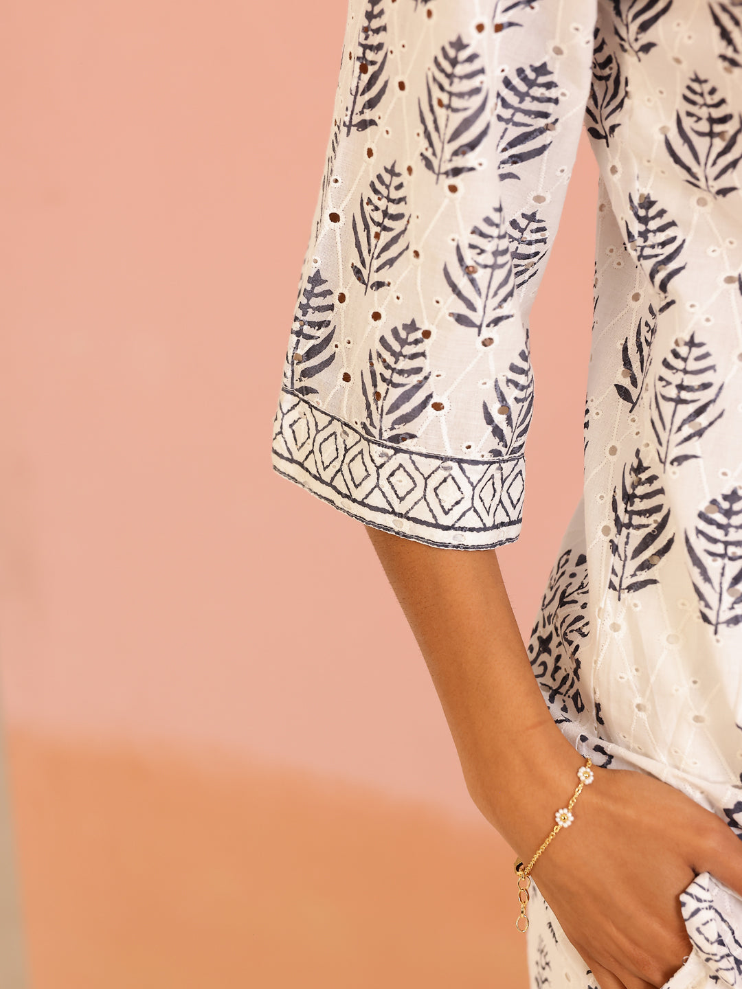 White Floral Printed Cotton Co-ord Set