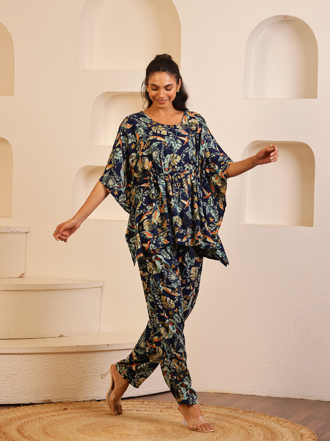 Multi Color Floral Printed Pure Cotton Night Suit