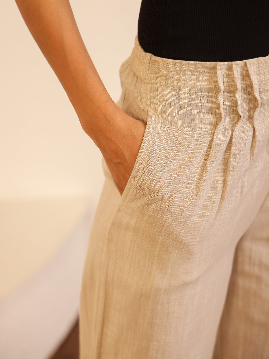 Beige Solid Lounge Pant for Women - SanskrutiHomes 