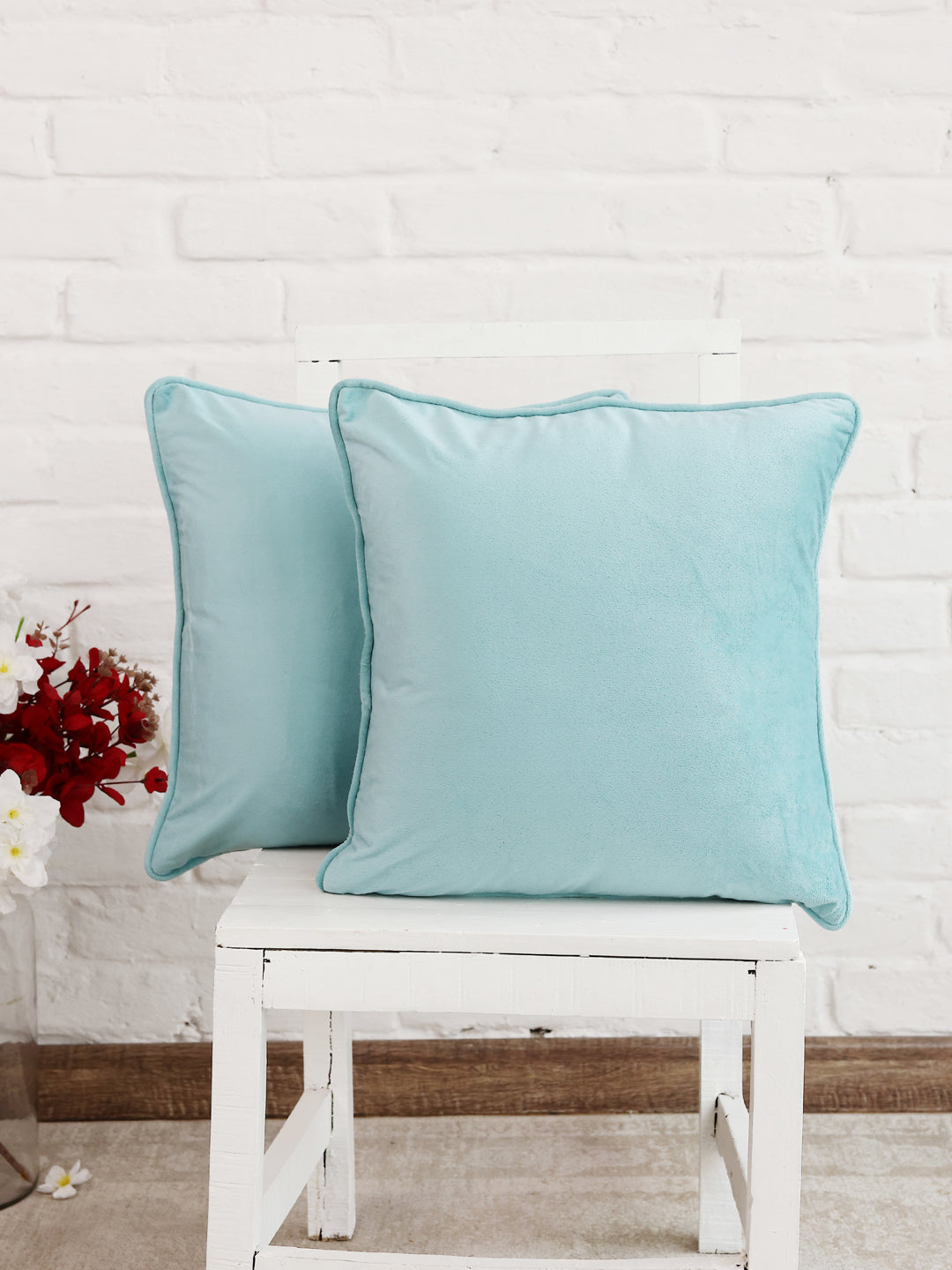 Sky Blue Solid Print Cushion Cover