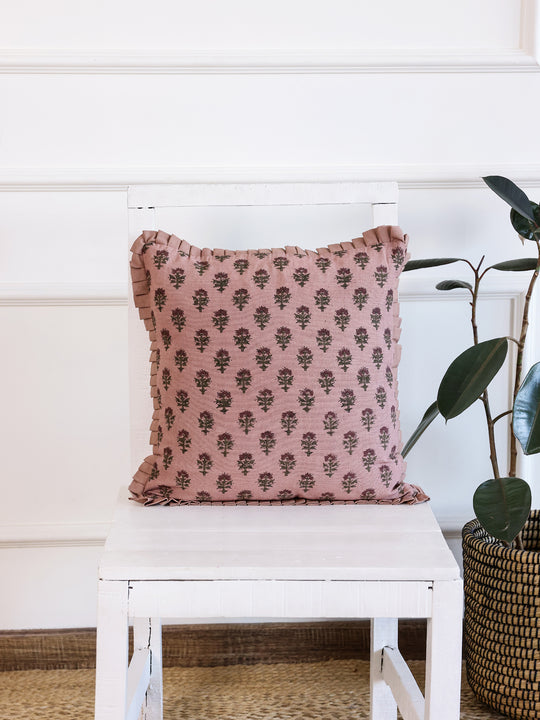 Pink Color Floral Printed Cushion Cover