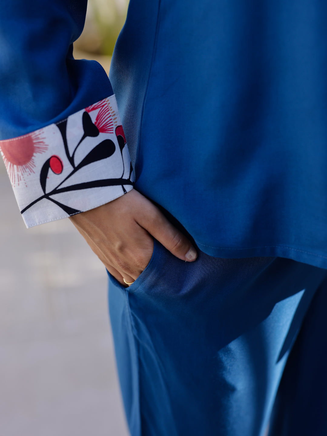 Blue Solid Night Suit Set