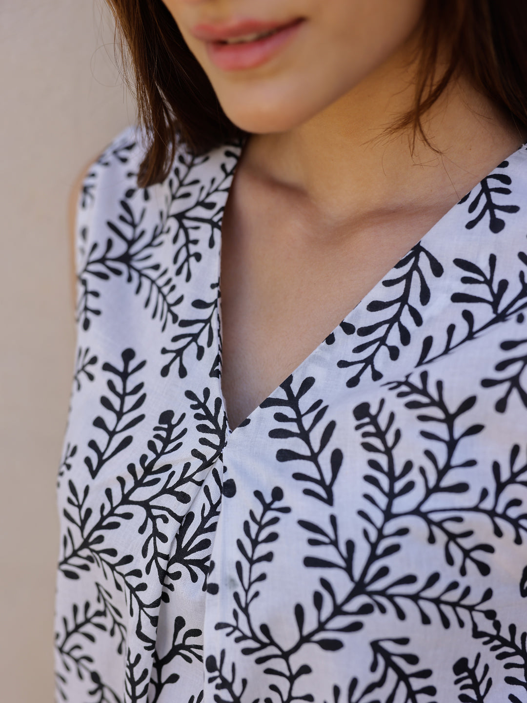 White Cotton Cut Sleeves Loungewear Set