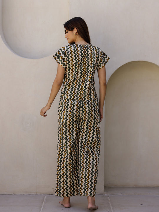 Beige Printed Loungewear Set