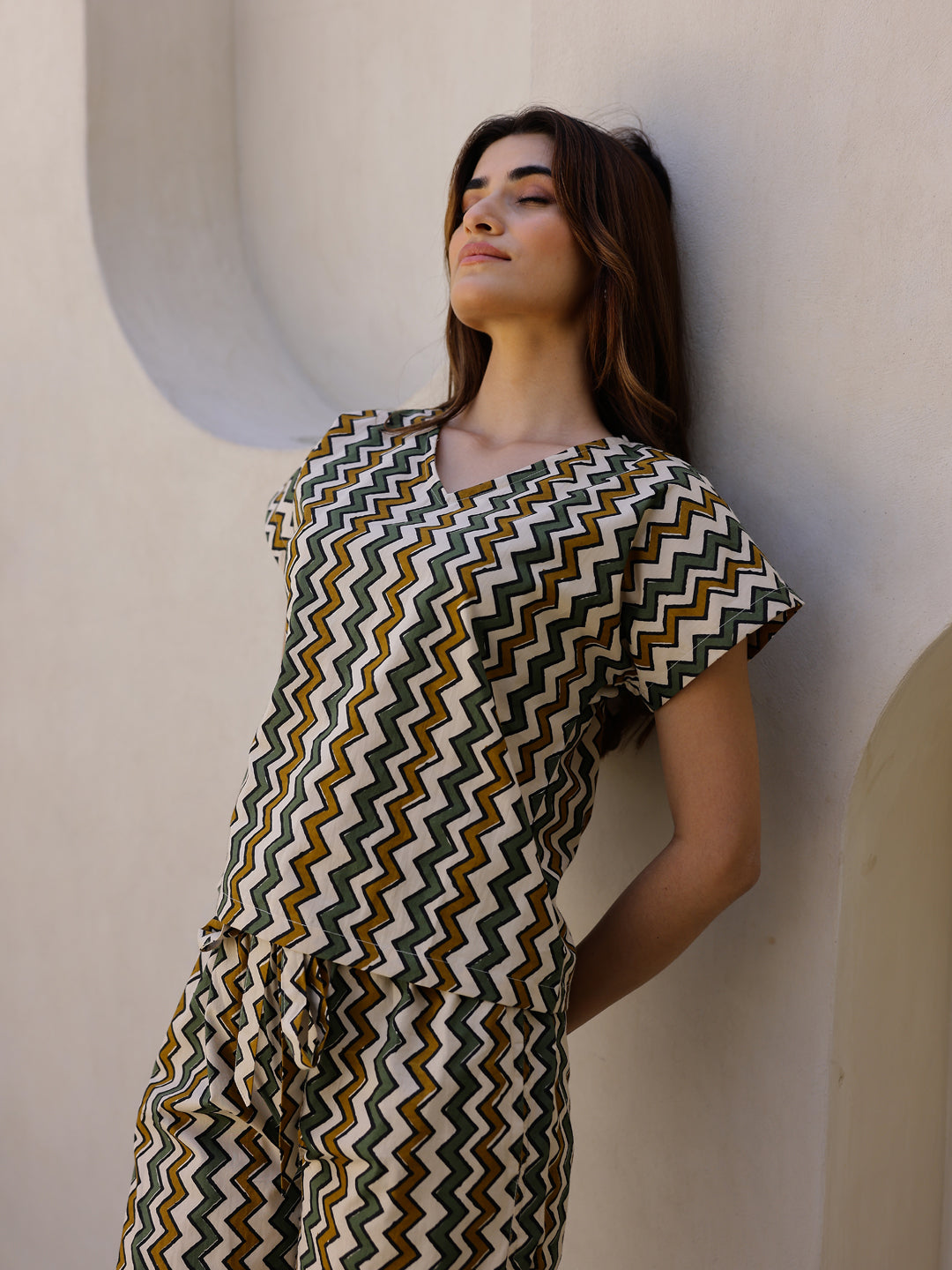 Beige Printed Loungewear Set