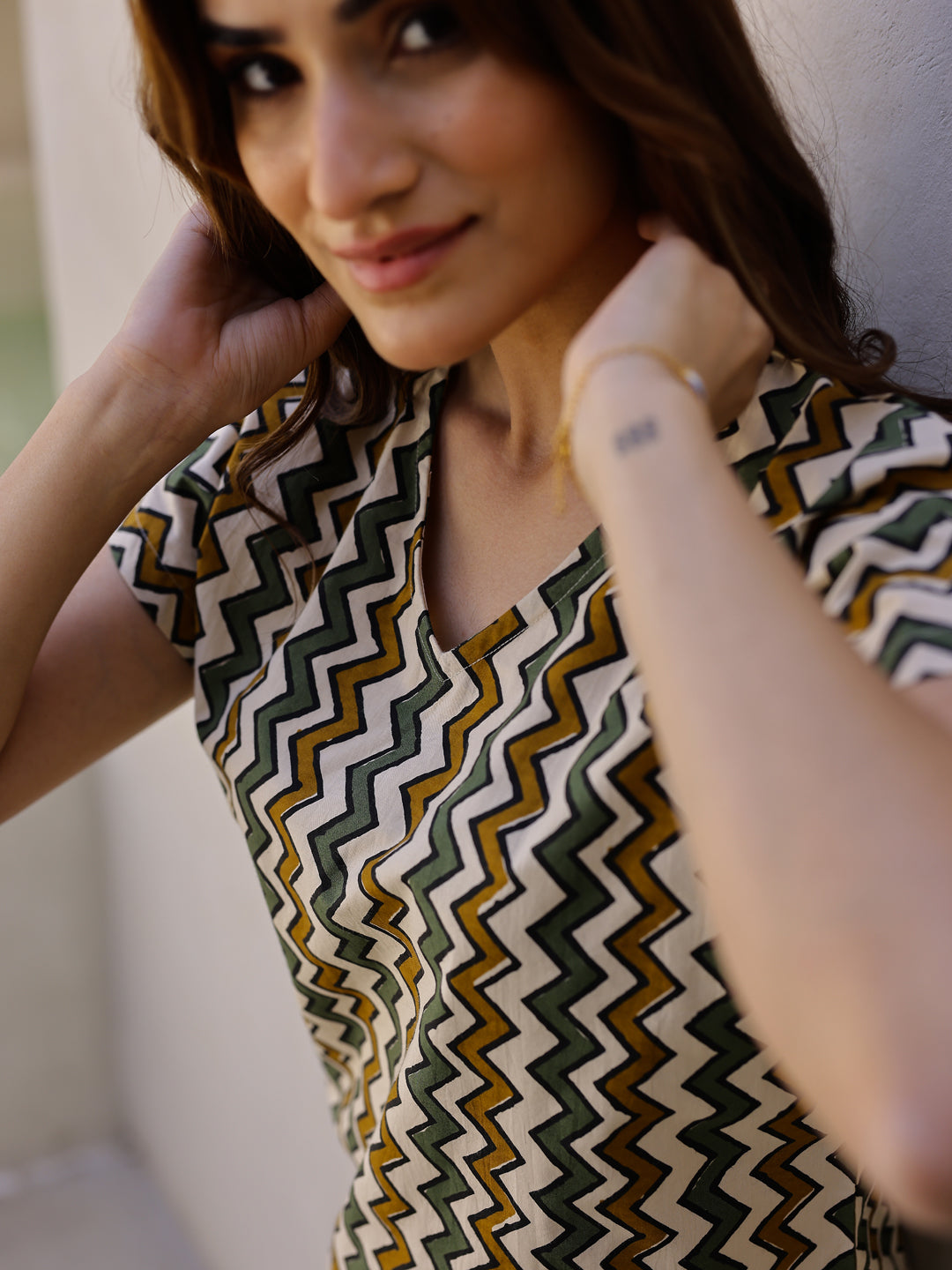 Beige Printed Loungewear Set