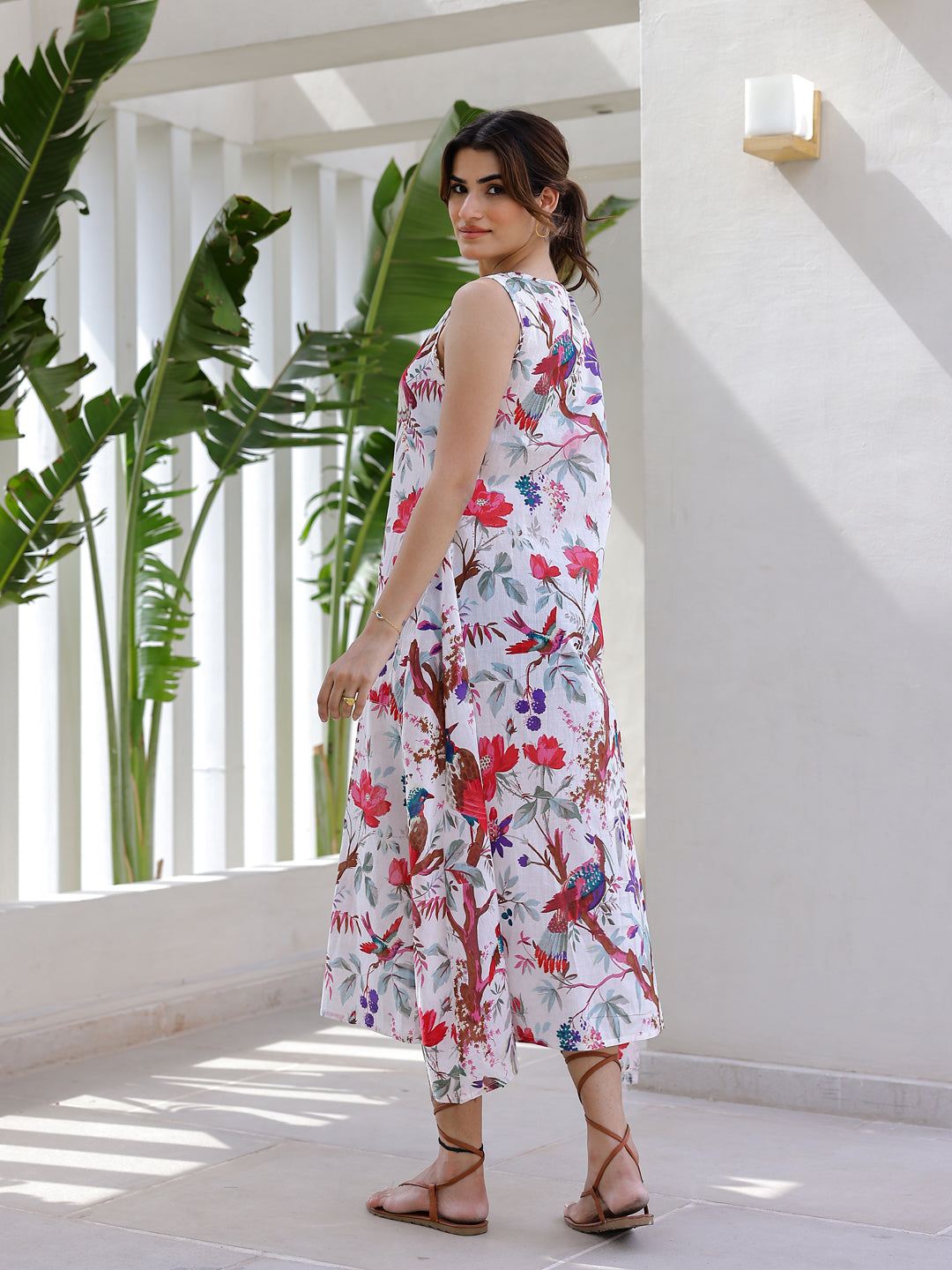 Floral Print A-Line Midi Dress