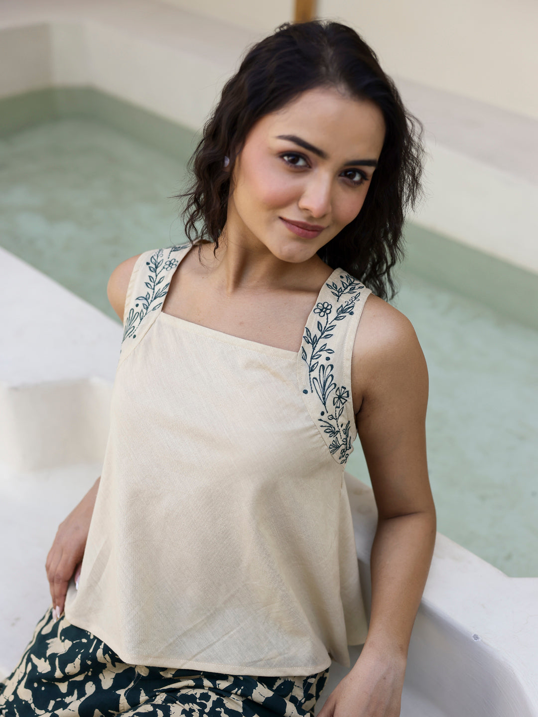 White & Beige Loungewear Set