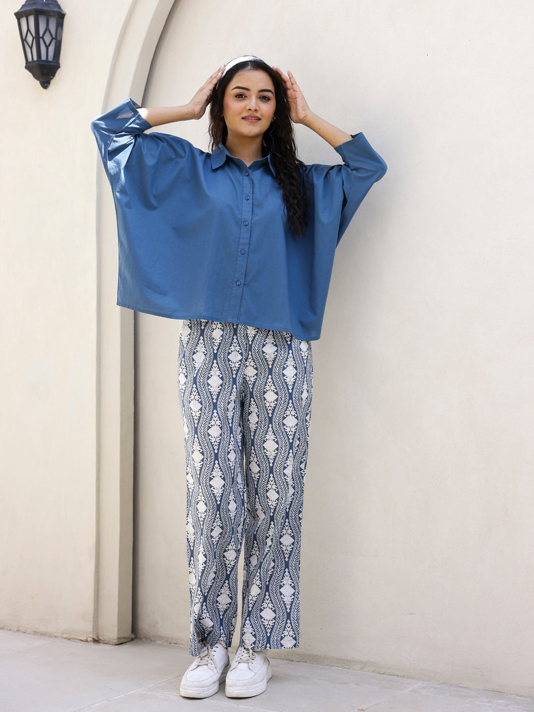 Solid Print Cotton Night Suit