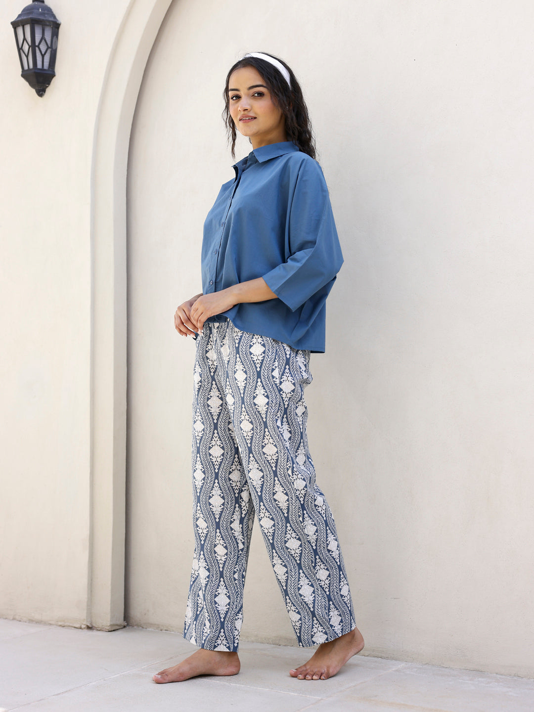 Solid Print Cotton Night Suit - SanskrutiHomes 