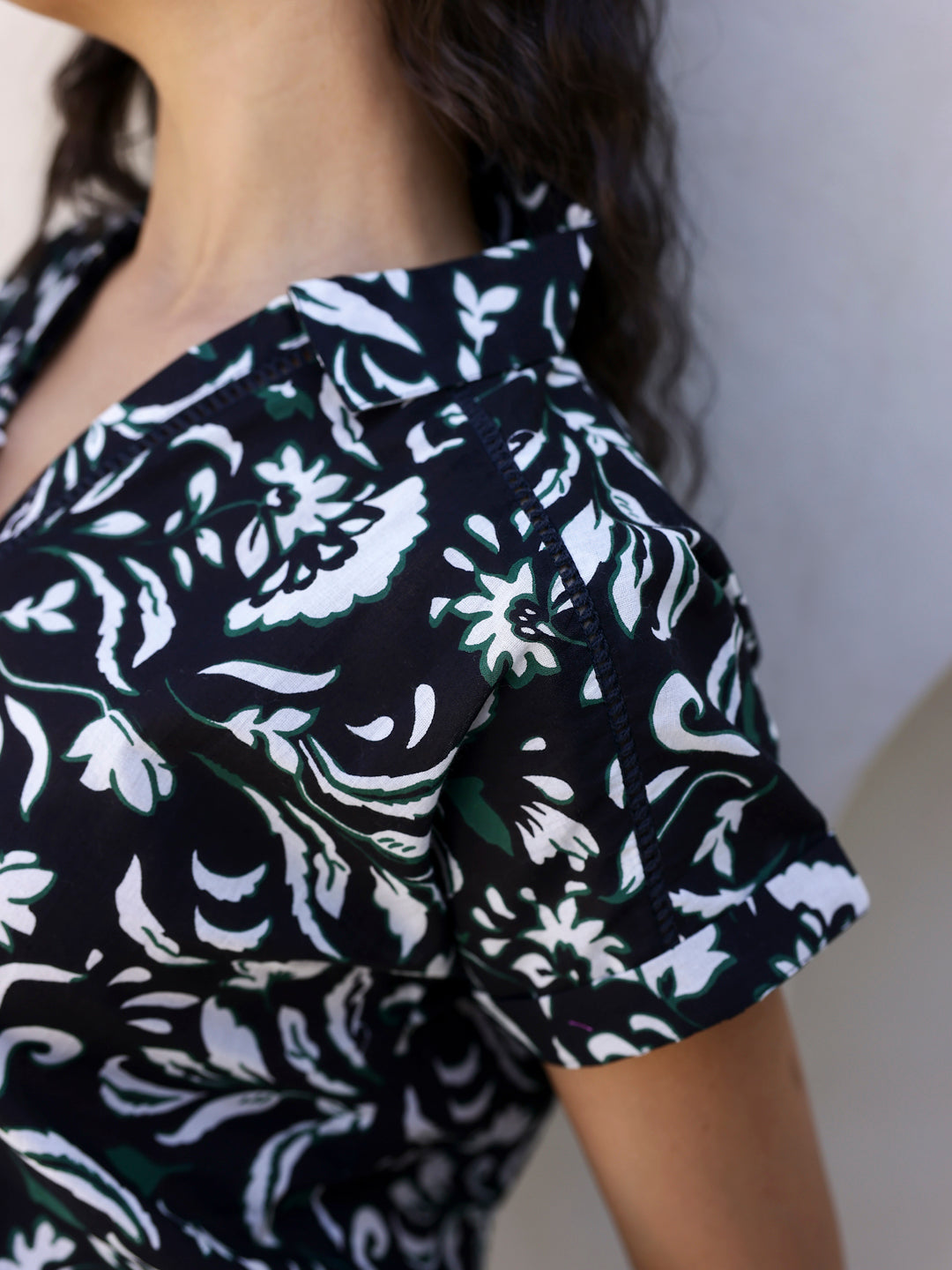 Black & White Cotton Shorts Night Wear Set