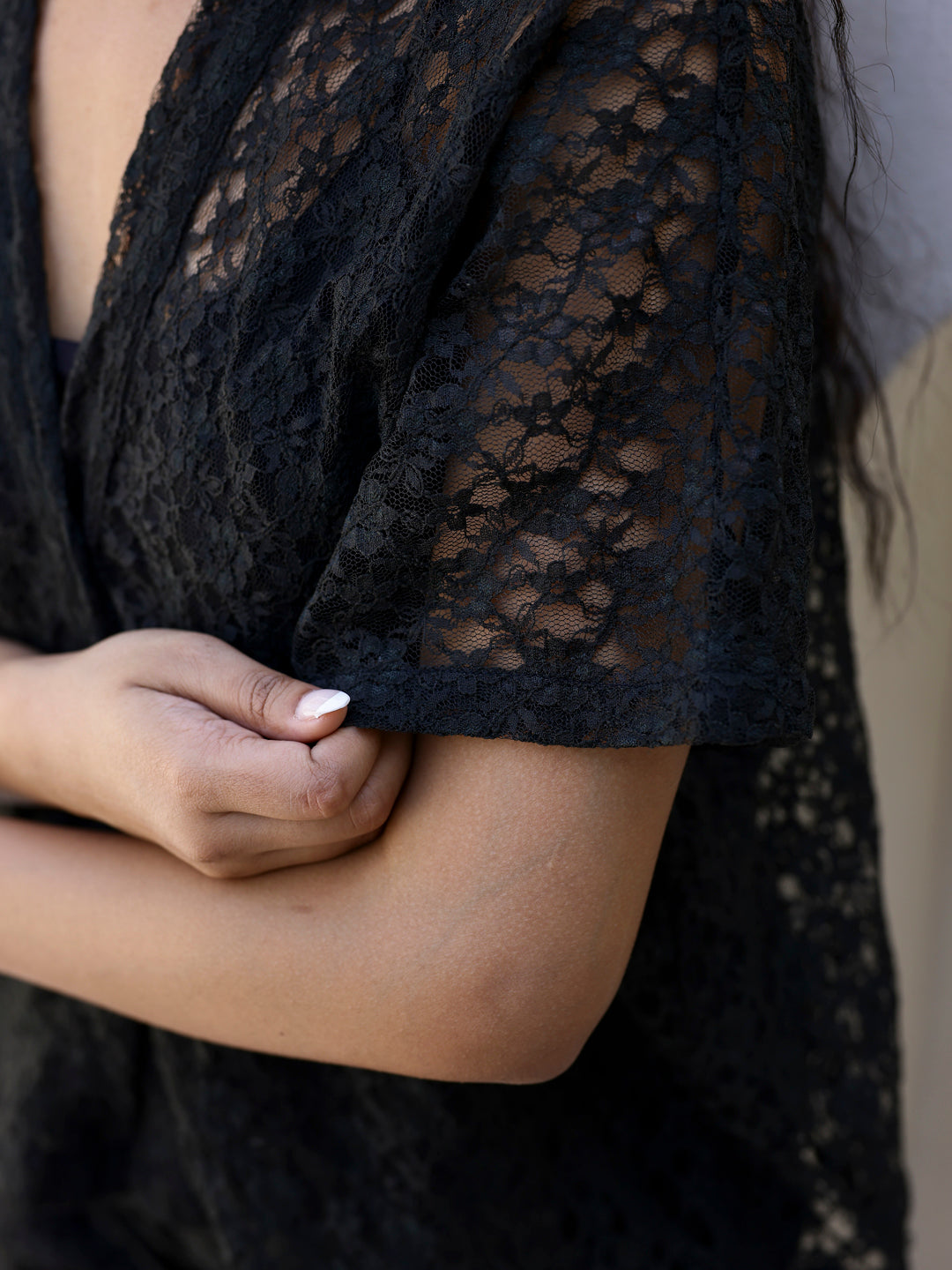 Black Net Shirts & Shorts Set