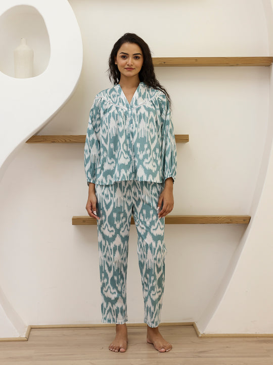 Turquoise Shirt Loungewear Set