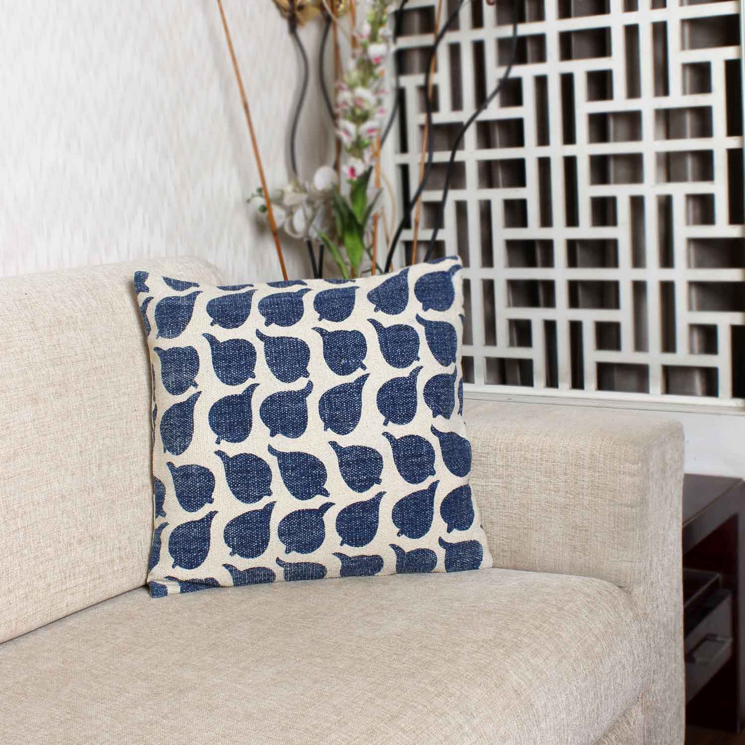 Blue 100% Cotton Rug Cushion Covers.
