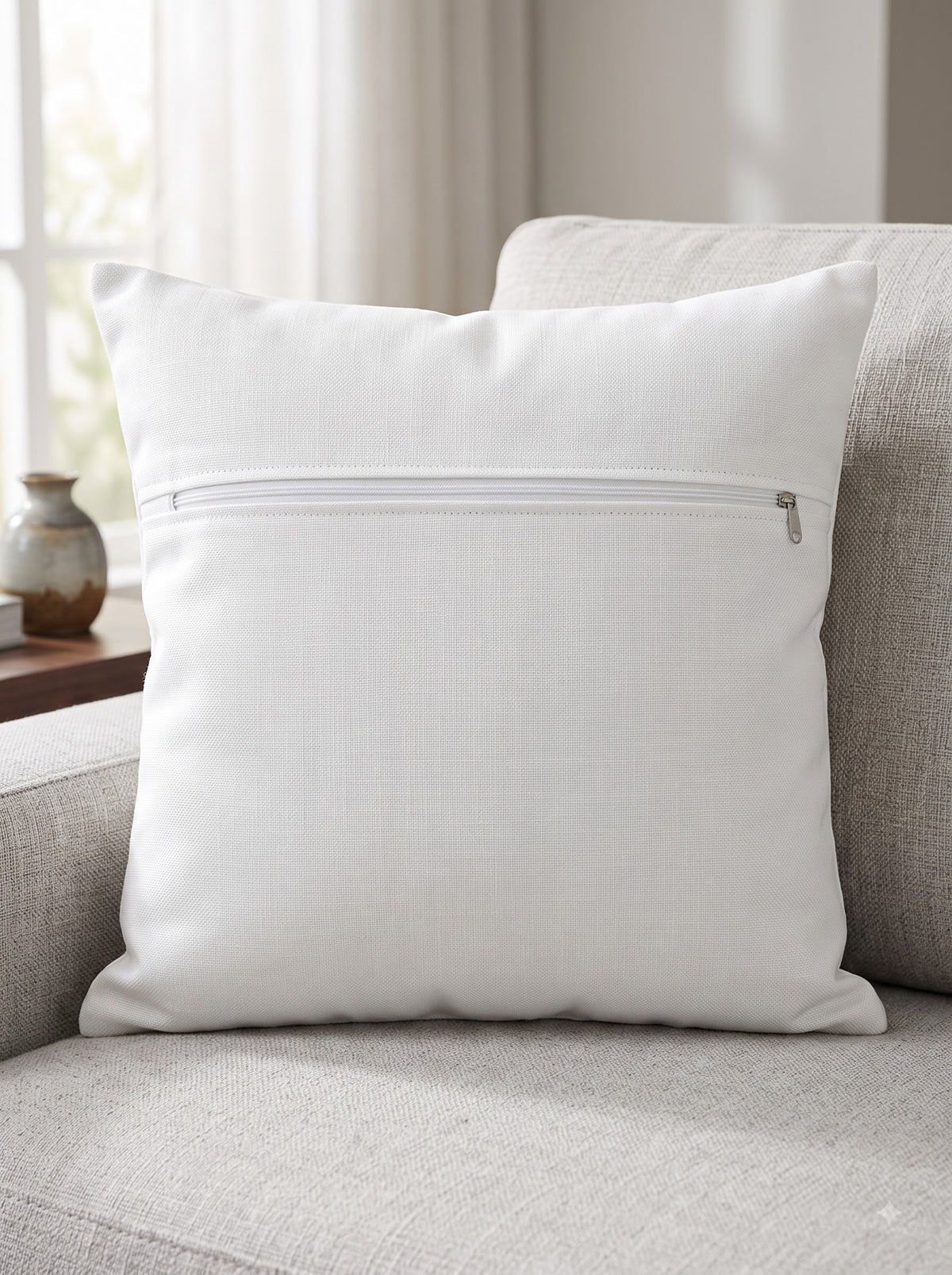 Off White Cotton Plaid Grid Embroidered Decorative Cushion Cover