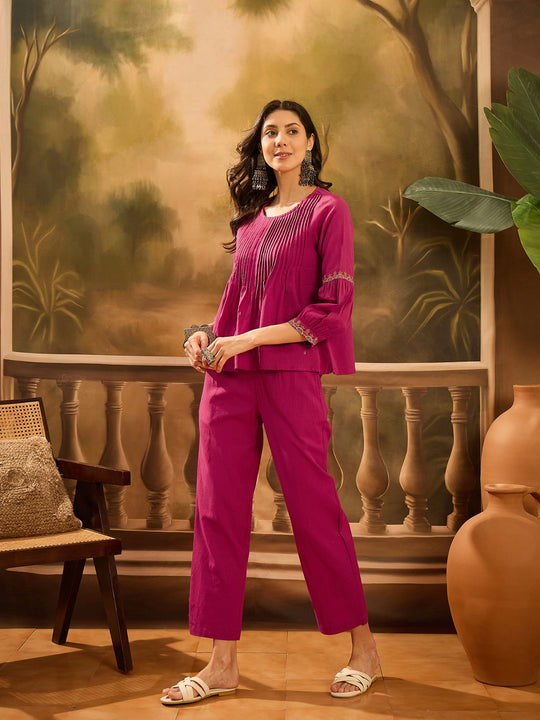 Pink Solid Printex Design coord Set for Women